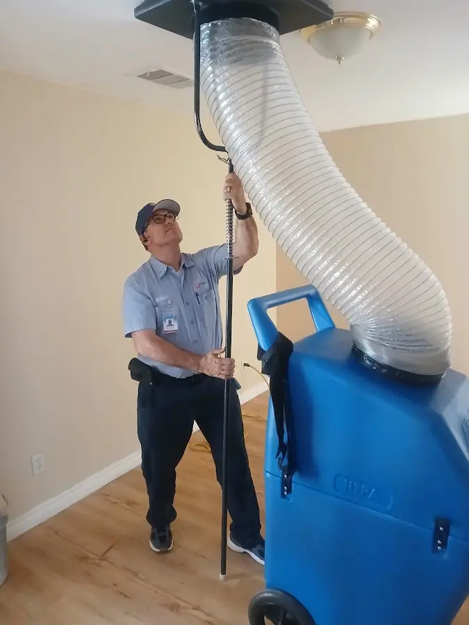 Mini Split Installation technician using HEPA equipment in Mundelein